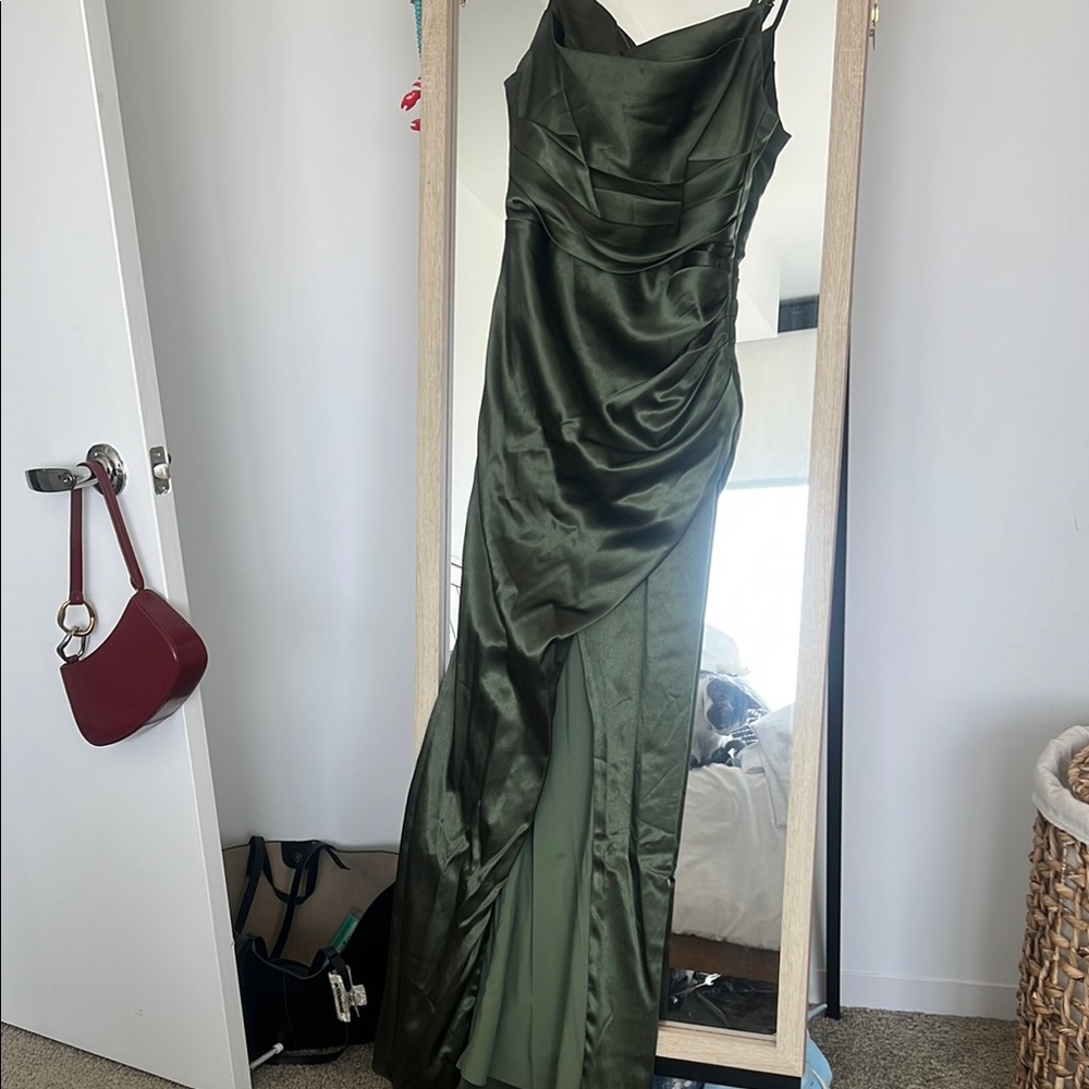 Birdie Grey Sage Green Satin Dress